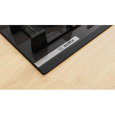 Варильна поверхня Bosch газова на склі, 60см, чавун, чорний Варильна поверхня Bosch газова на склі, 60см, чавун, чорний