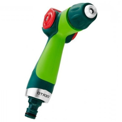 Ороситель ручной Verto, пистолетный, 1/2"-3/4", 1 функция, плавная регулировка напора воды большим пальцем, держатель двухкомпонентный (15G703)