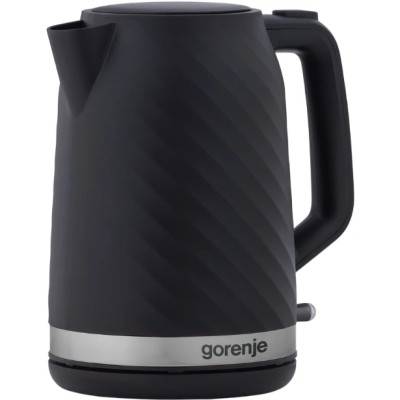 Електрочайник Gorenje 1.7л, Strix контроль, чорний матовий