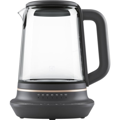 Електрочайник Electrolux 1.7л, Strix, скло, заварник, підтримка температури, чорний