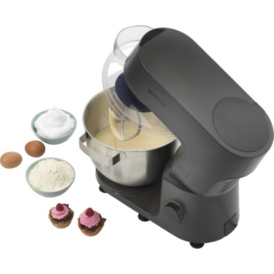 Кухонна машина Gorenje 1000Вт, чаша-метал, корпус-метал, насадок-7, сріблясто-чорний