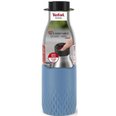 Термопляшка Tefal Bludrop soft touch, 500мл, нержавіюча сталь, блакитний
