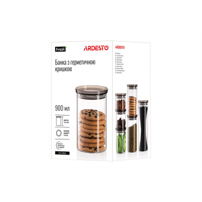 Банка для зберігання ARDESTO Fresh, 900мл, скло, пластик, прозорий Банка для зберігання ARDESTO Fresh, 900мл, скло, пластик, прозорий