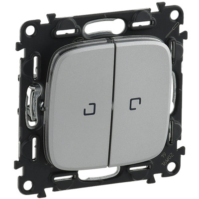 Перемикач 2-клавішний з підсвіткою Legrand Valena ALLURE, 10АХ, 250V, алюміній