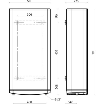 Водонагрівач електр. Ariston плаский слім VELIS TECH 50 EU, 50л, 2*1,5кВт, ун. монтаж, електр. кер-ння, B, Італія, Сірий