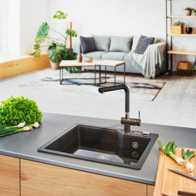 Мийка кухонна Franke Urban, фраграніт, прямокутник, без крила, 503х425х230мм, чаша - 1, врізна, UBG 610-56, чорний матовий Мийка кухонна Franke Urban, фраграніт, прямокутник, без крила, 503х425х230мм, чаша - 1, врізна, UBG 610-56, чорний матовий