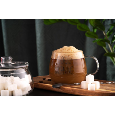 ARDESTO Набір чашок з ручками Good Morning, 430мл, 2шт, боросилікатне скло, прозорий ARDESTO Набір чашок з ручками Good Morning, 430мл, 2шт, боросилікатне скло, прозорий