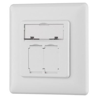 Настінна розетка 2E CАТ 6 FTP, 2xRJ45, 8P8C, для прихованої проводки