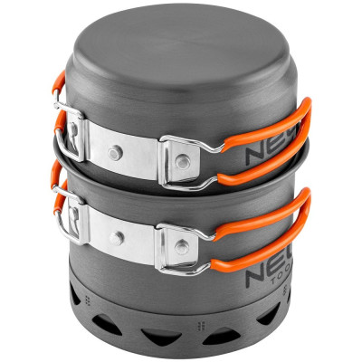 Neo Tools Набір посуду туристичного, 2в1, набір каструль із радіатором, сертифікат LFGB, чохол, 0.268кг Neo Tools Набір посуду туристичного, 2в1, набір каструль із радіатором, сертифікат LFGB, чохол, 0.268кг
