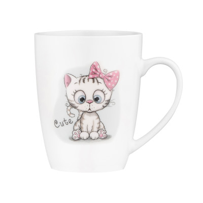 Чашка з ложкою ARDESTO Cute, 320мл, порцеляна, нержавіюча сталь, білий