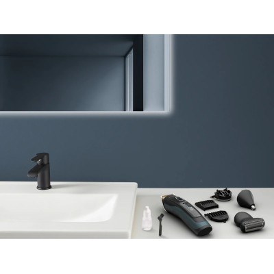 Тример Rowenta Selectium, для бороди, вусів, голови, носа, вух і тіла, мережа+акум., роторний мотор, насадок-17, чохол, титан.напил., чорний