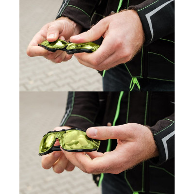 Окуляри захисні Neo Tools протиосколкові, клас захисту FT, резинові дужки, полікарбонат, жовтий