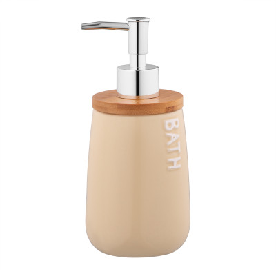 Диспенсер для мила ARDESTO Prestigio 420мл, доломіт, бамбук, пластик, бежевий Диспенсер для мила ARDESTO Prestigio 420мл, доломіт, бамбук, пластик, бежевий