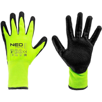 Neo Tools Рукавички робочі, утеплені, латексне покриття, поліестер, р.8, зелено чорні Neo Tools Рукавички робочі, утеплені, латексне покриття, поліестер, р.8, зелено чорні
