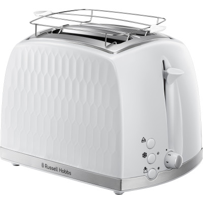 Тостер Russell Hobbs Honeycomb 850Вт, широкие слоты, пластик, белый, белый Тостер Russell Hobbs Honeycomb 850Вт, широкие слоты, пластик, белый, белый