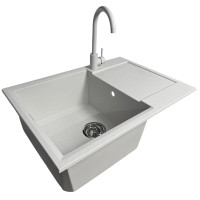 Набір кухонний Adamant Horizon Medium, штучний камінь, прямокут., з крилом, 700х500х230мм, чаша - 1, врізна, Old stone + змішувач Набір кухонний Adamant Horizon Medium, штучний камінь, прямокут., з крилом, 700х500х230мм, чаша - 1, врізна, Old stone + змішувач