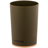 Склянка для зубних щіток ARDESTO Minimalism 7.8x11.3см, поліпропілен, бамбук, зелений темний