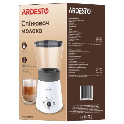 Вспениватель-подогреватель Ardesto 300Вт, емкость резервуара-330мл, белый (MBC-Y300W)