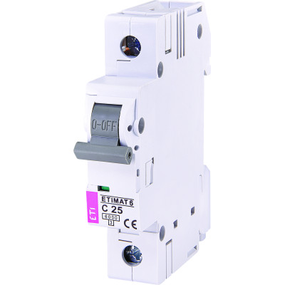 Автоматичний вимикач ETI, ETIMAT 6 1p С 25А (6 kA)