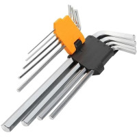 Ключі шестигранні Tolsen, подовжені, довгі, кулястий наконечник, 1.5-10мм, CrV, набір 9шт