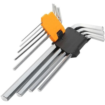 Ключі шестигранні Tolsen, подовжені, довгі, кулястий наконечник, 1.5-10мм, CrV, набір 9шт