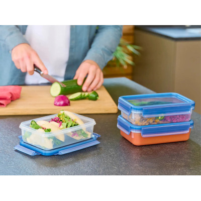 Контейнер Tefal Master Seal Eco 0,8л, прямокутний, пластик, прозорий, блакитний