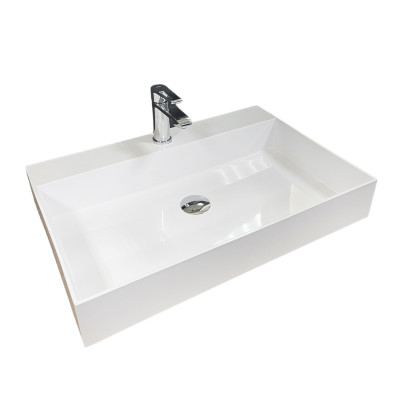 Раковина, умивальник Adamant SLENDER, штучний камінь, прямокут., з отвором для змішувача, без переливу, 605x405x120мм, накладний, білий