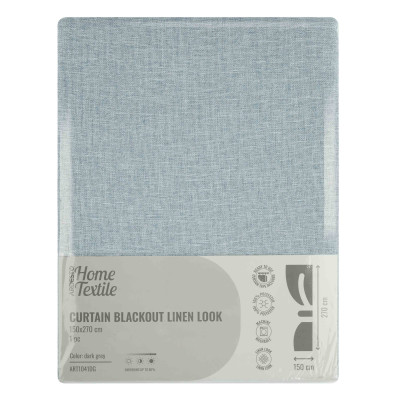 Штора ARDESTO 150х270см, блекаут рогожка, 100% поліестер, сірий темний
