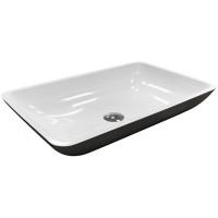 Раковина, умивальник Adamant LOWER, штучний камінь, прямокут., без отвору для змішувача та переливу, 560x360x100мм, накладний, чорно-білий