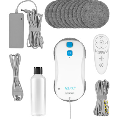 Робот-пилосос для вікон Sencor, 3000Па, вода -0.06л, вологе прибирання, від мережі, білий