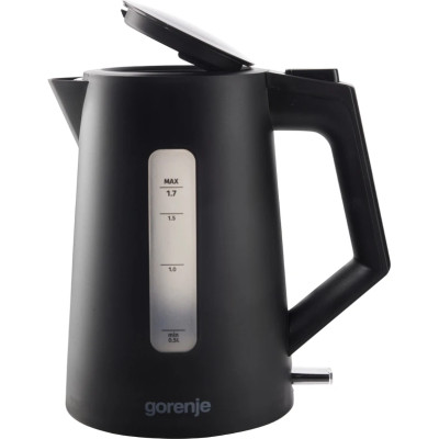 Електрочайник Gorenje 1.7л, Strix контроль, чорний матовий