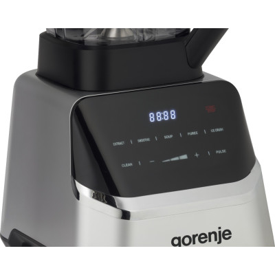 Блендер Gorenje стаціонарний 1500Вт, чаша-2000мл, дисплей, подрібнювач, чорний-нерж