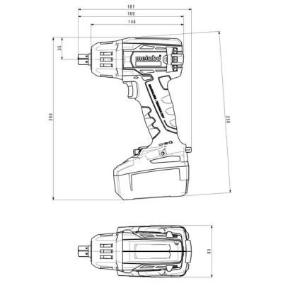 Metabo Гайковерт ударний SSW 18 LTX 400 BL, акумуляторний, 18В, без АКБ та ЗП