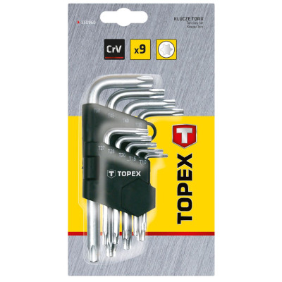 Topex Ключі Torx, набір 9 од., T10-T50, короткі Topex Ключі Torx, набір 9 од., T10-T50, короткі
