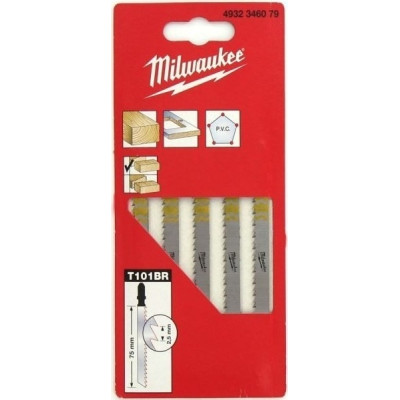 Полотно пиляльне для лобзика Milwaukee T101BR, по дереву, крок зуба 2.5ммх75мм, 5шт