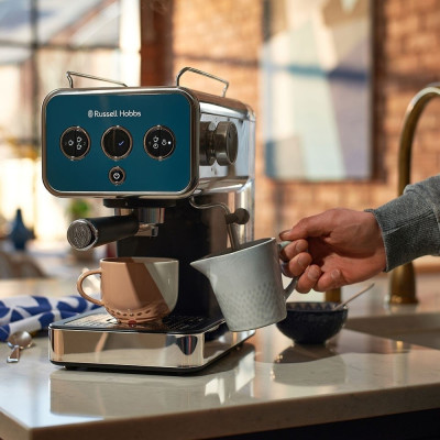 Кавоварка Russell Hobbs ріжкова Distinctions Ocean 1.1л, мелена + чалди, синьо-сріблястий (26451-56)