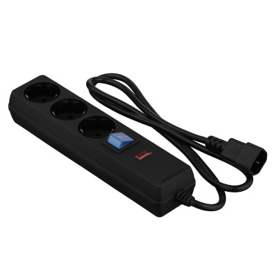 Фільтр живлення 2E 3 розетки, 1 м, черный (2E-U03C14M1BK)