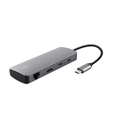 Адаптер Trust Dalyx  8in1 USB-C> 1xUSB-А 3.2/USB-A 2.0/2xUSB-С/HDMI/Ehernet/SD/microSD, Алюміній, 0.15м, Сірий Адаптер Trust Dalyx  8in1 USB-C> 1xUSB-А 3.2/USB-A 2.0/2xUSB-С/HDMI/Ehernet/SD/microSD, Алюміній, 0.15м, Сірий