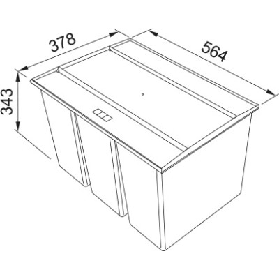 Сортер для сміття Franke Easysort 600-3-0, 3 x 14.5 л, кришка,  чорний пластик