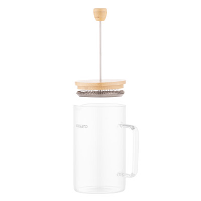 ARDESTO Френч-прес Midori, 800мл, боросилікатне скло, нержавіюча сталь, бамбук, прозорий