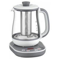 Електрочайник Tefal Tastea tea maker 1.5л, скло, заварник, біло-сірий Електрочайник Tefal Tastea tea maker 1.5л, скло, заварник, біло-сірий