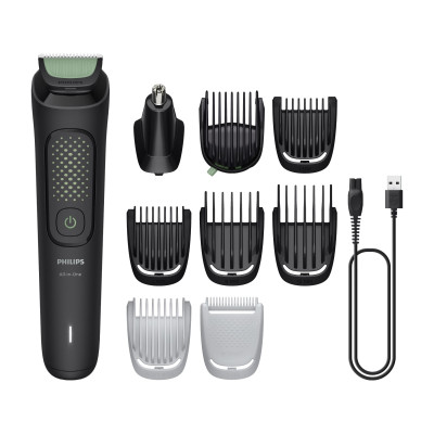 Тример Philips All-in-One Trimmer 3000 Series, для обличчя, голови, тіла, акум., насадок-9, сталь, чорний