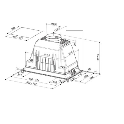 Витяжка Faber вбудована, 70см, 968м.куб/год, Inka Plus Hcs X A70, нерж