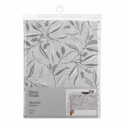 Скатертина ARDESTO Grey leaves 120х140см, 100% поліестер, cірий