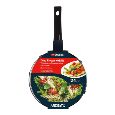 ARDESTO Сковорода глибока з кришкою Gemini Gourmet Andria, 24см, алюміній, чорний