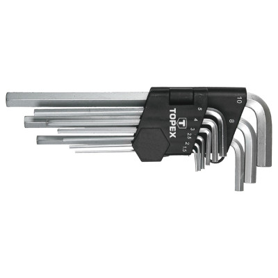 Topex 35D956 Ключi TOPEX шестиграннi HEX 1.5-10 мм, набiр 9 шт.*1 уп. Topex 35D956 Ключi TOPEX шестиграннi HEX 1.5-10 мм, набiр 9 шт.*1 уп.