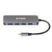 D-Link USB-Концентратор DUB-2340 3xUSB3.0, 1xUSB3.0 (Швидка зарядка), 1xUSB-C/PD, USB-C
