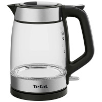 Tefal Електрочайник Glass Kettle 1.7л, скло, з підсвіткою, чорно-срібний