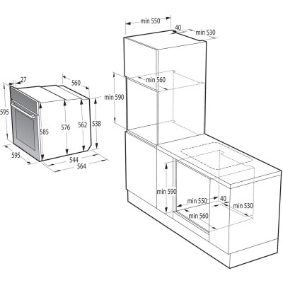 Комплект Gorenje (духовка + поверхня склокераміка BO6737E02X -нерж + ECT41SC- чорна), 738881