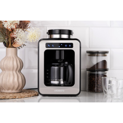Кавоварка ARDESTO Steel Collection крапельна 0.5л, зерно + мелена, дисплей, сріблясто-чорний